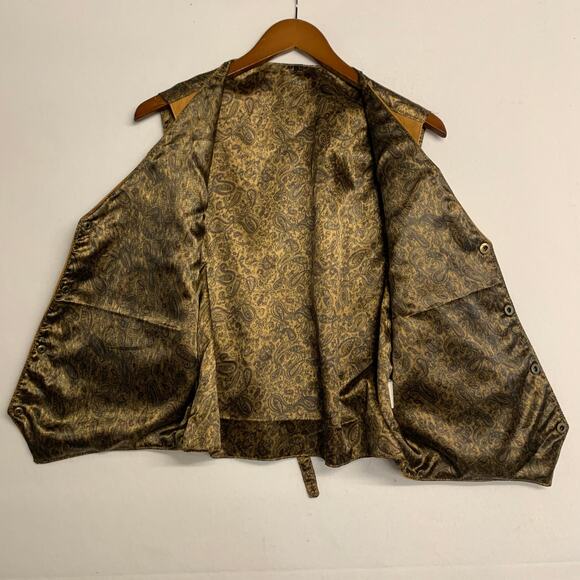 Vintage Tan Brown Real Genuine Leather Gilet Vest Waistcoat Men's Button Front - Picture 4 of 10